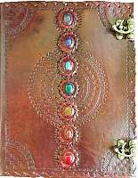 Chakra leather blank book with latch 10 x 13